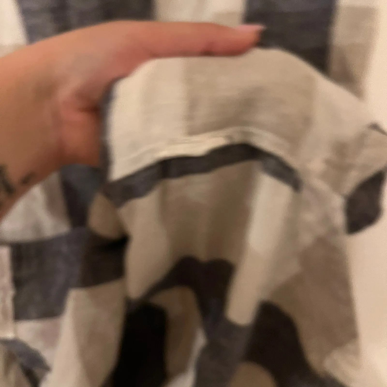 Old Navy Cream Gray Plaid T-Shirt Dress Flannel Print Collared Shirt Size Medium - Image 6