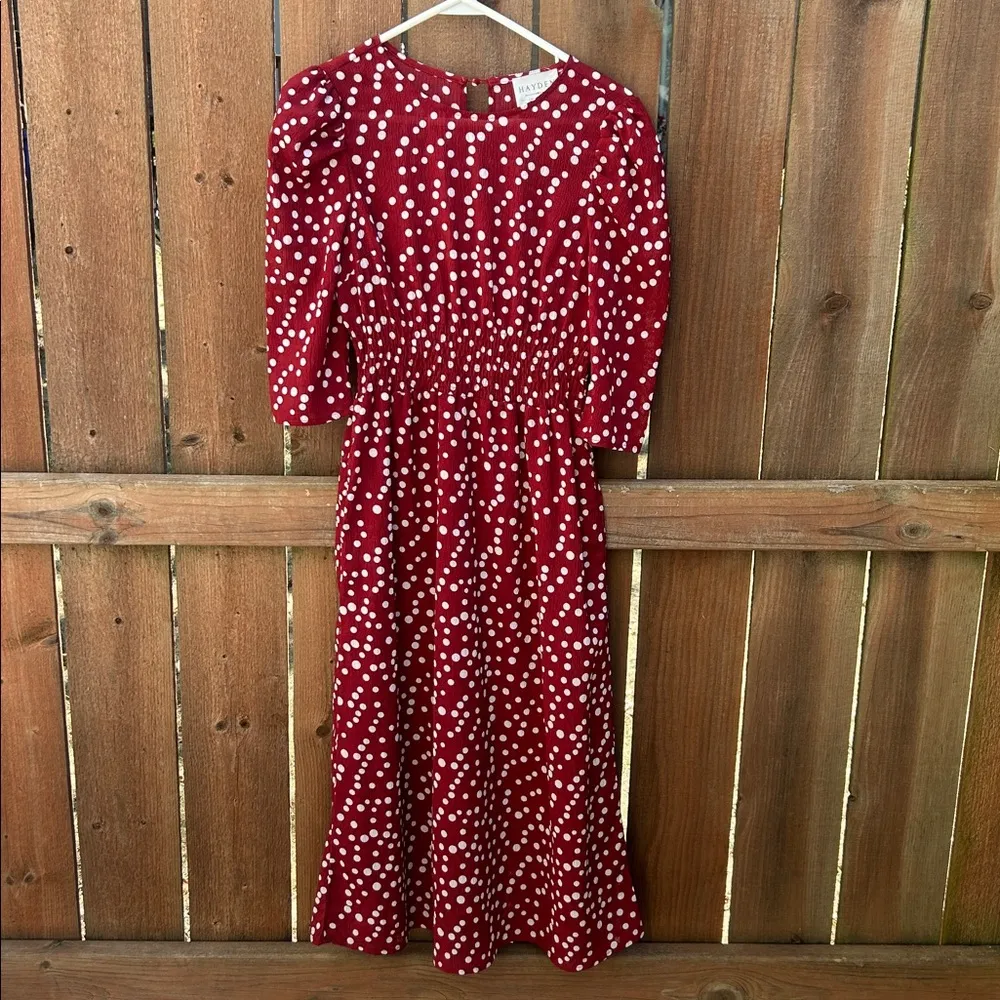 Hayden Los Angeles Polka Dot Red White Midi Length Dress Sz Small NWT - Image 2