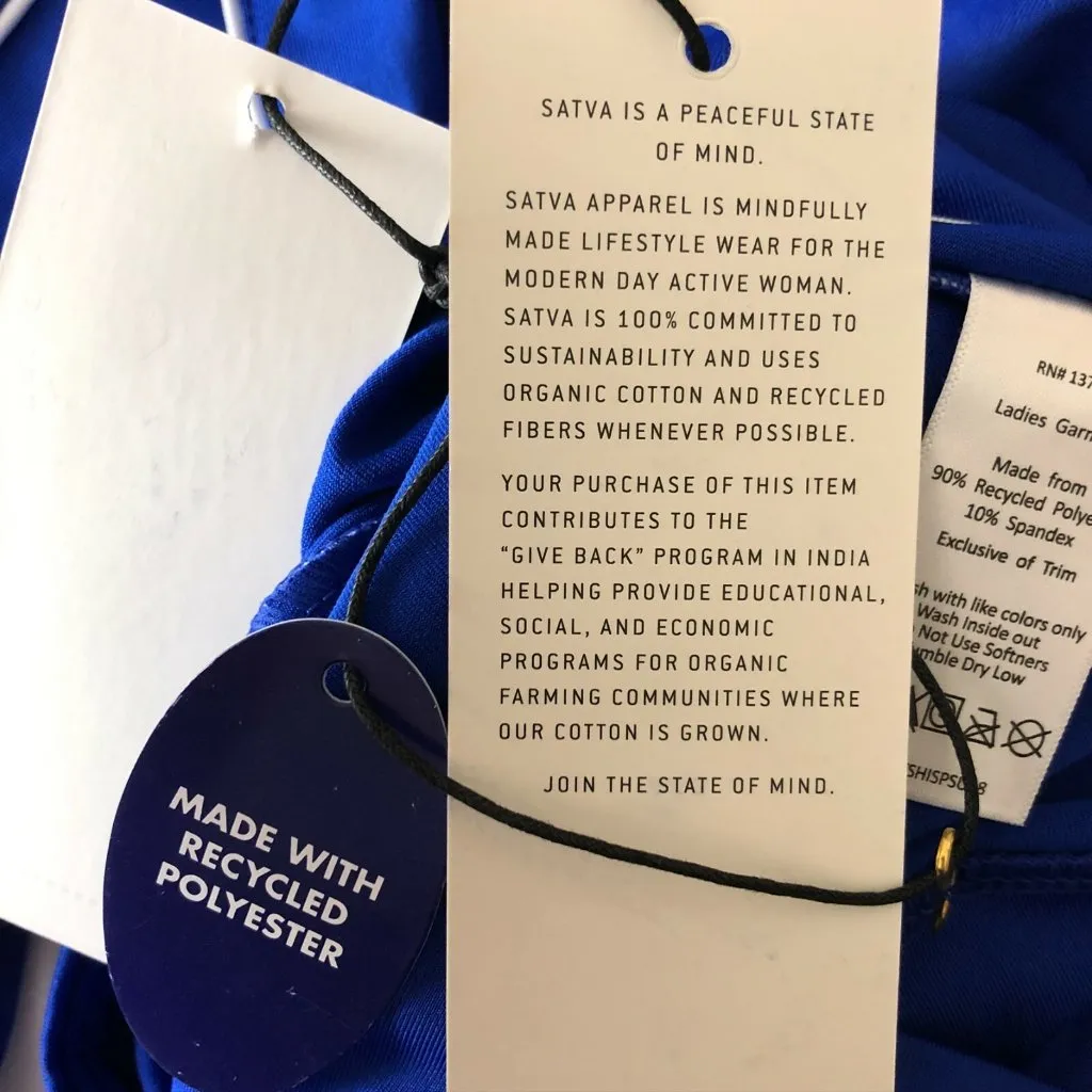 Satva Womens Leggings Full Length Moisture Wicking Shaping Cobalt Blue Size S - Image 7