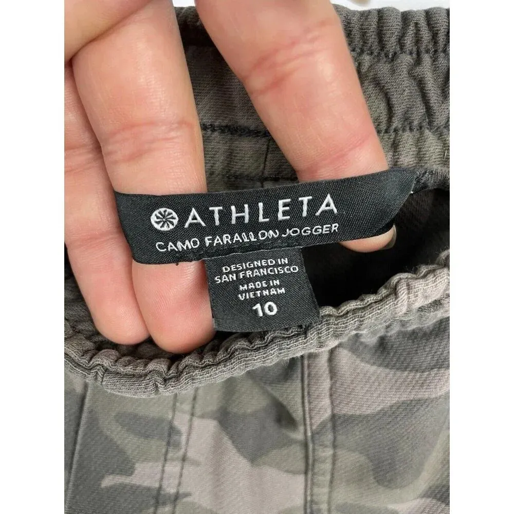 Athleta Green Camo Farallon Athletic Cotton Blend Jogger‎ Sweat Pants Size 10 - Image 7