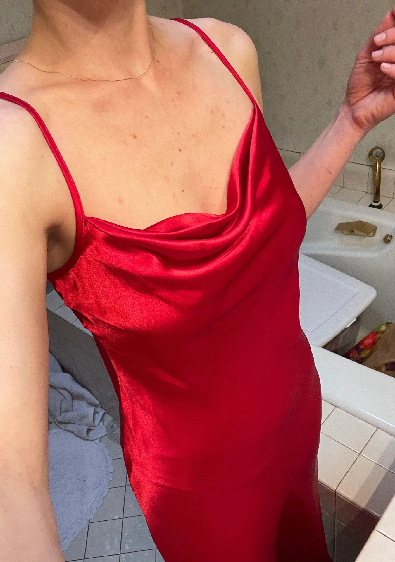 Bebe Hot Red Silk Slip Dress Small - Image 4
