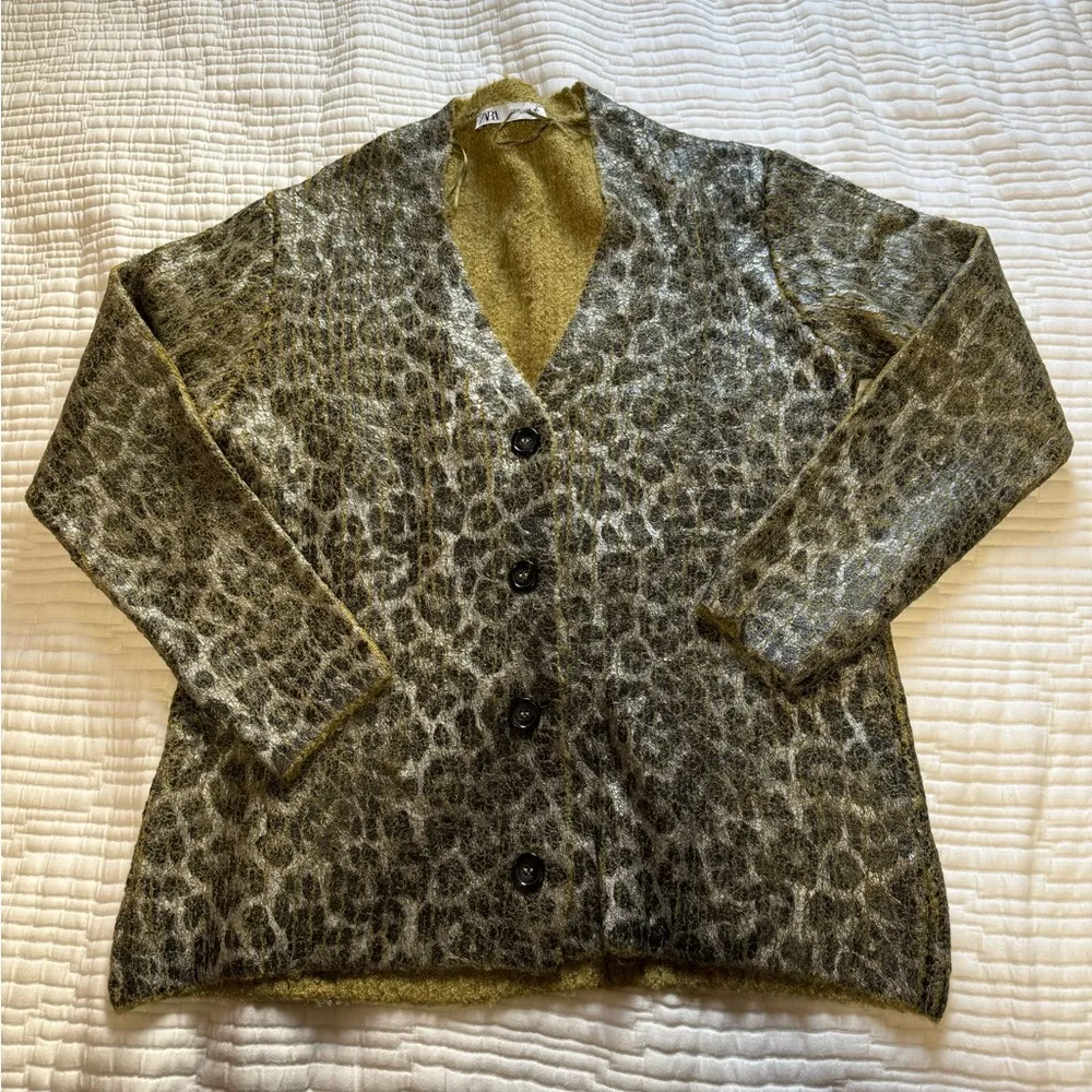 ZARA PRINT KNIT FOIL JACKET - Image 3