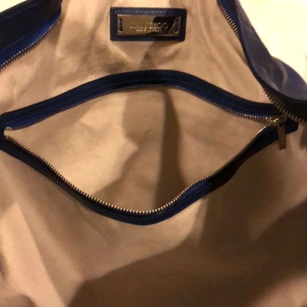 Jimmy Choo Blue Satin & Leather/Elaphe Shoulder Bag – Large - Image 8