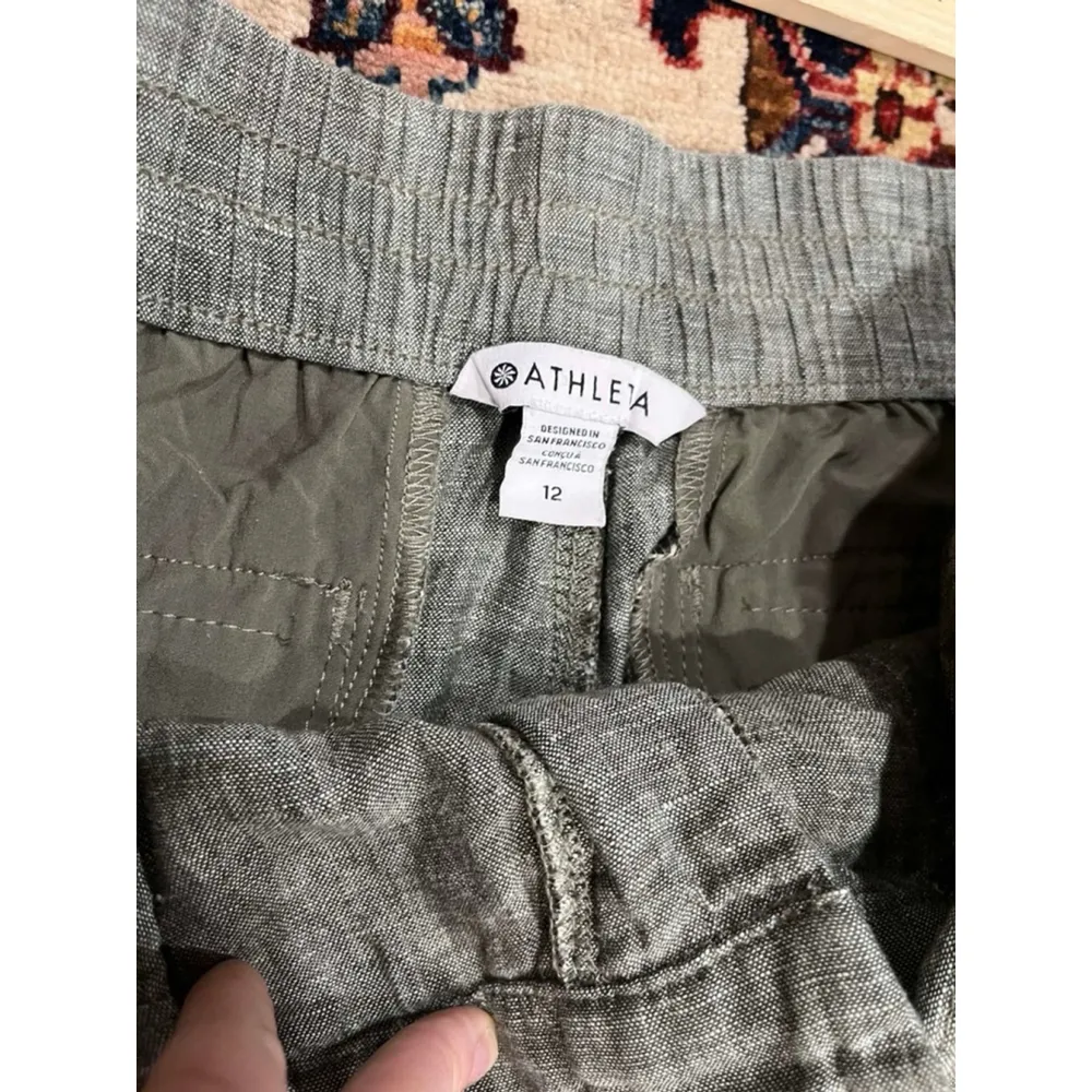Womens Athleta Beige Voyager Pure Linen Lagenlook Athletic Trousers Size 12 - Image 4