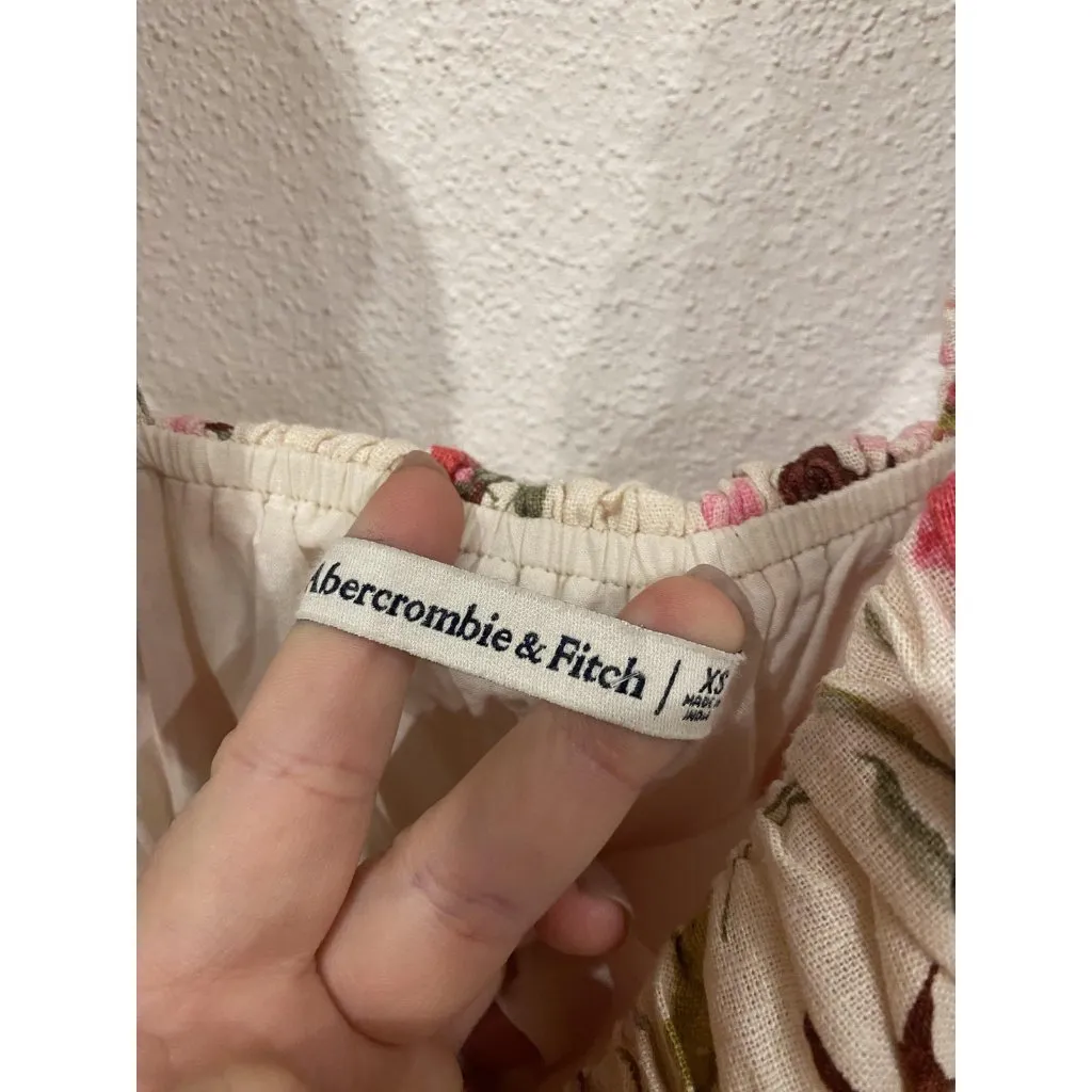 Abercrombie & Fitch Dress Womens XS White Pink Floral Ruffle Midi Sundress - Image 3