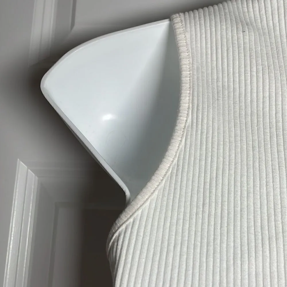 Shein Graphic Print Letter Angel Rib Knit Crop Tank Top Medium White Blue - Image 13