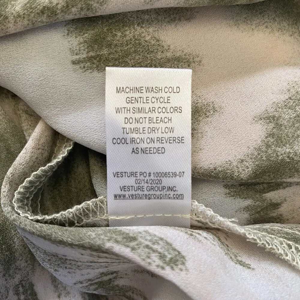 Chenault olive green pink pullover sheer v-neck peplum top flutter sleeves XL - Image 11