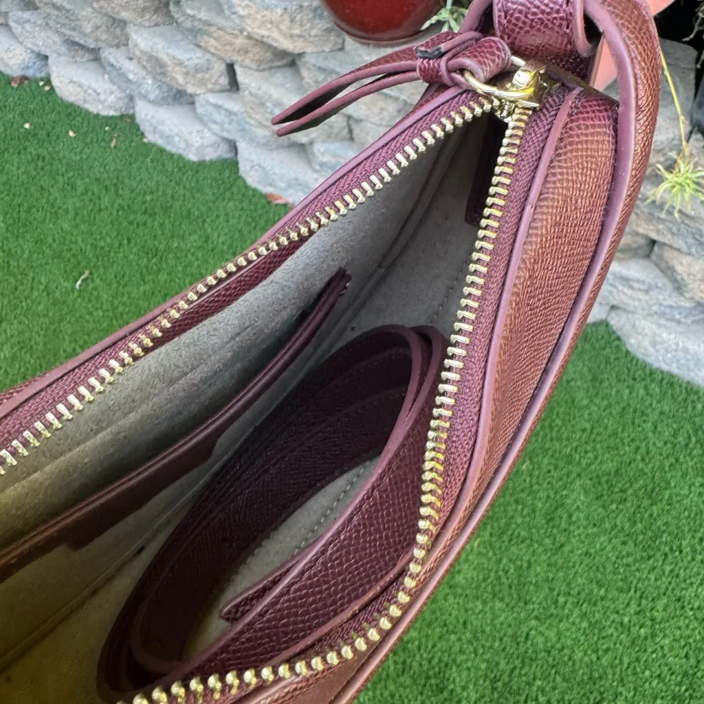 Half Moon Shoulder Bag in Burgundy Brown - Image 7