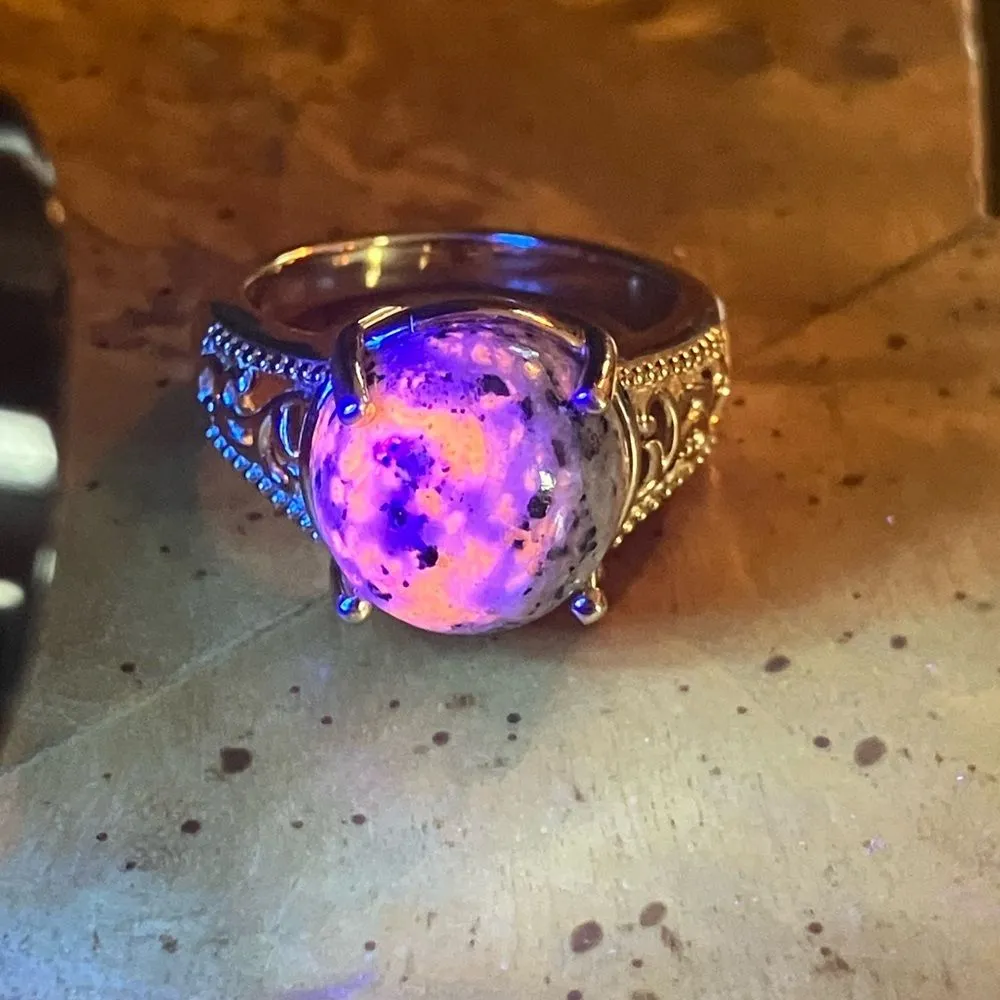 Natural Yooperlite Sterling Silver Ring Size 7 Gold - Image 10