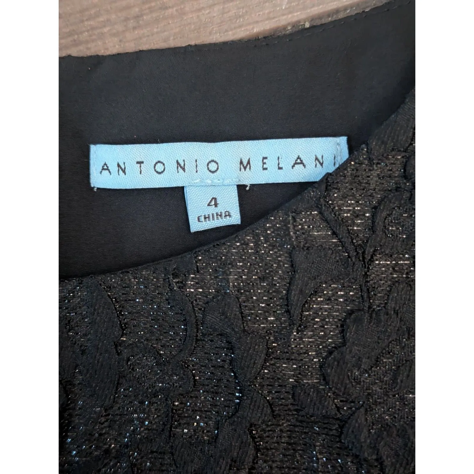 ANTONIO MELANI Black Lace Cocktail Dress Metallic Sheer Waist Luxe 4 - Image 6