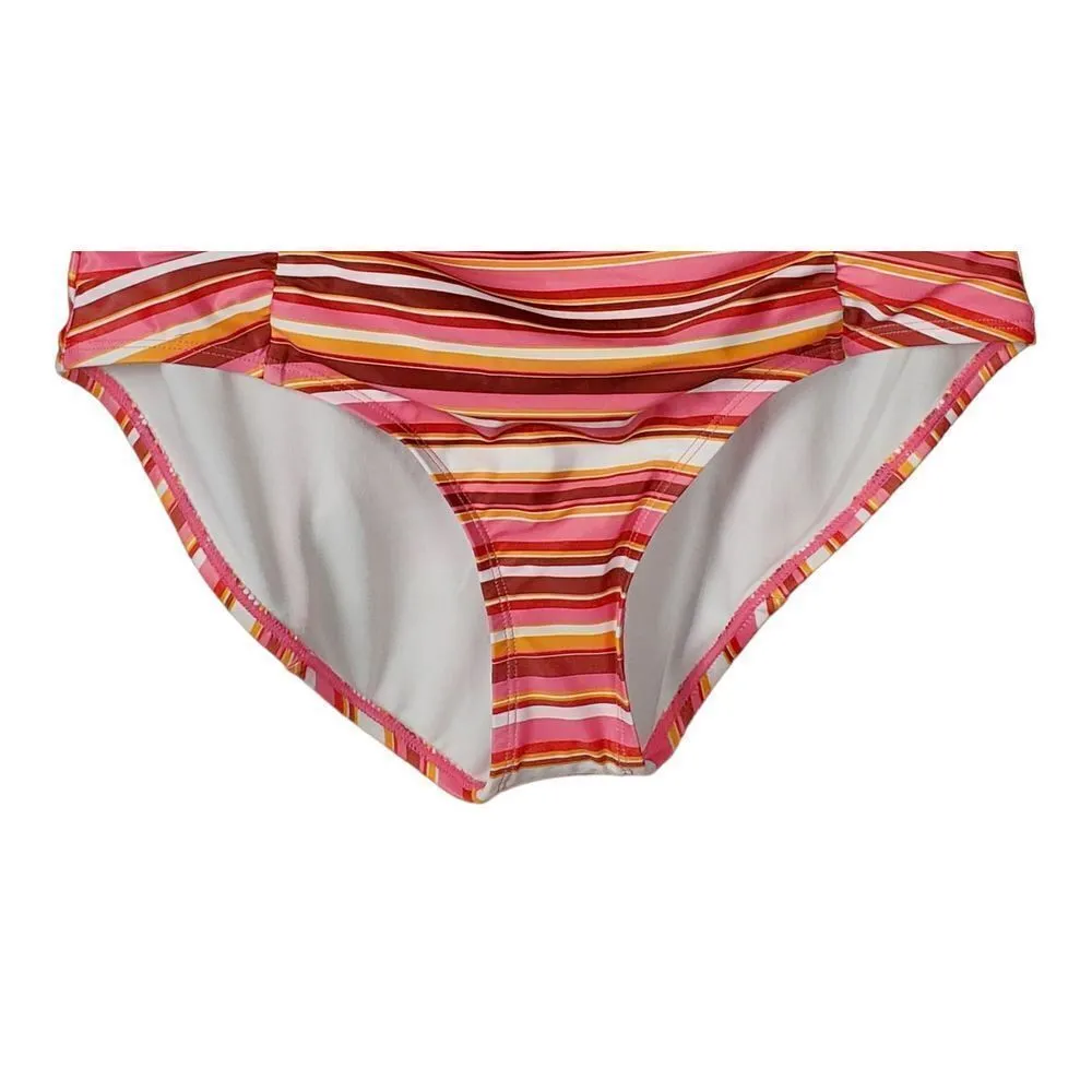 Island Rays Bikini Swim Bottom 1X Brown Orange Stripe Beach Pool Cruise New Brown - Image 4
