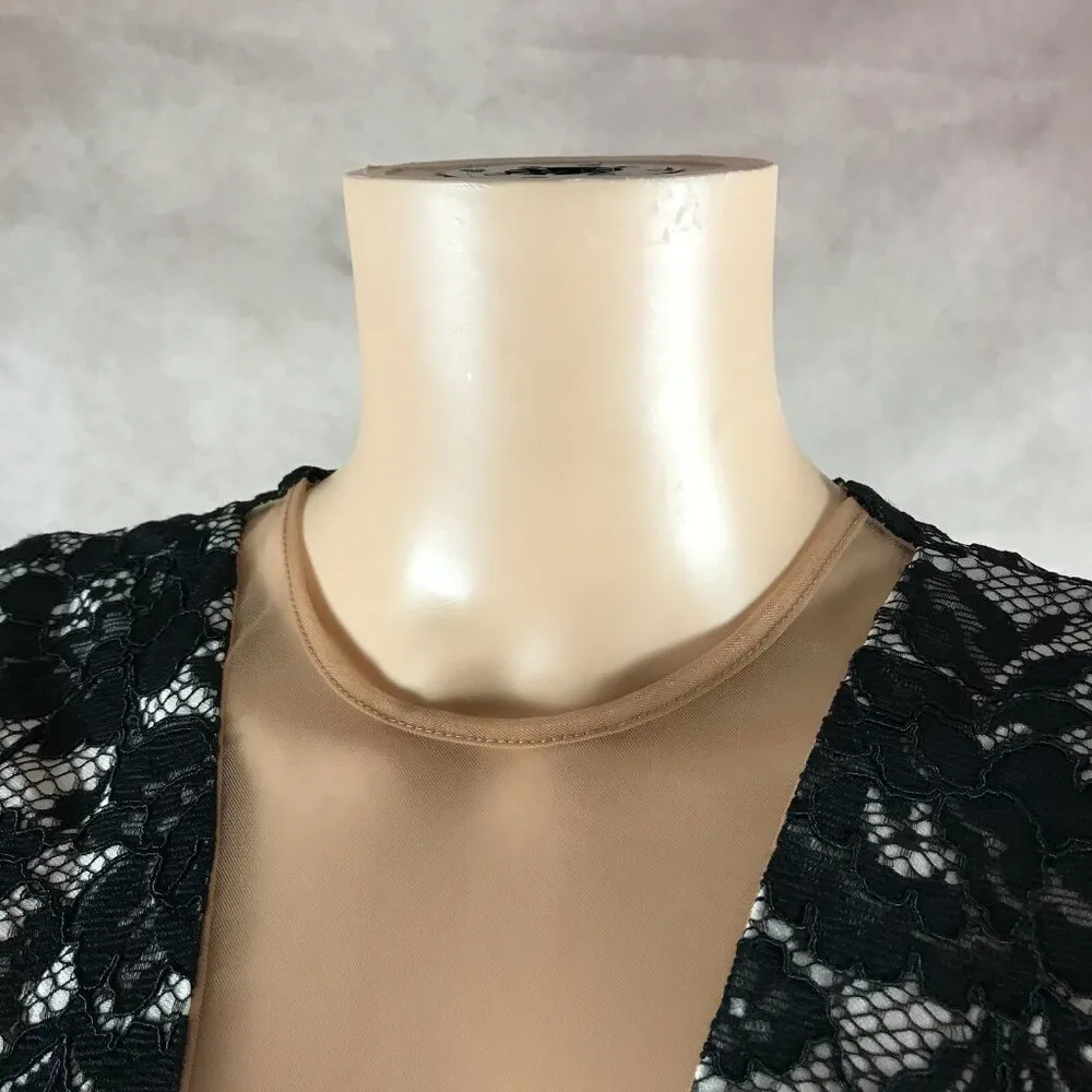 DRESS THE POPULATION Black Nude Lace Plunging V-neck Dress NWT SMALL - Image 6