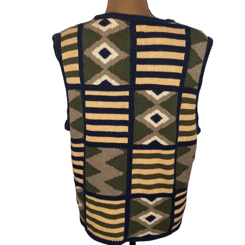 Vintage Christopher & Banks southwestern print grandpa buttoned sweater size XL - Image 2