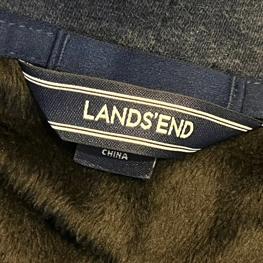 Lands End Sweatshirt Womens 2X Shawl Collar Fleece Lined Pullover Preppy Long Blue - Image 8