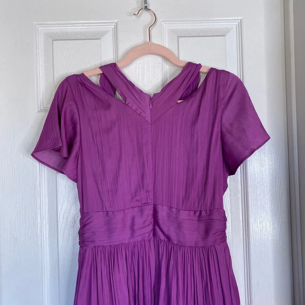 ANTHROPOLOGIE V-Neck Vibrant Mini Dress Orchid Purple Size 4 Satin - Image 10