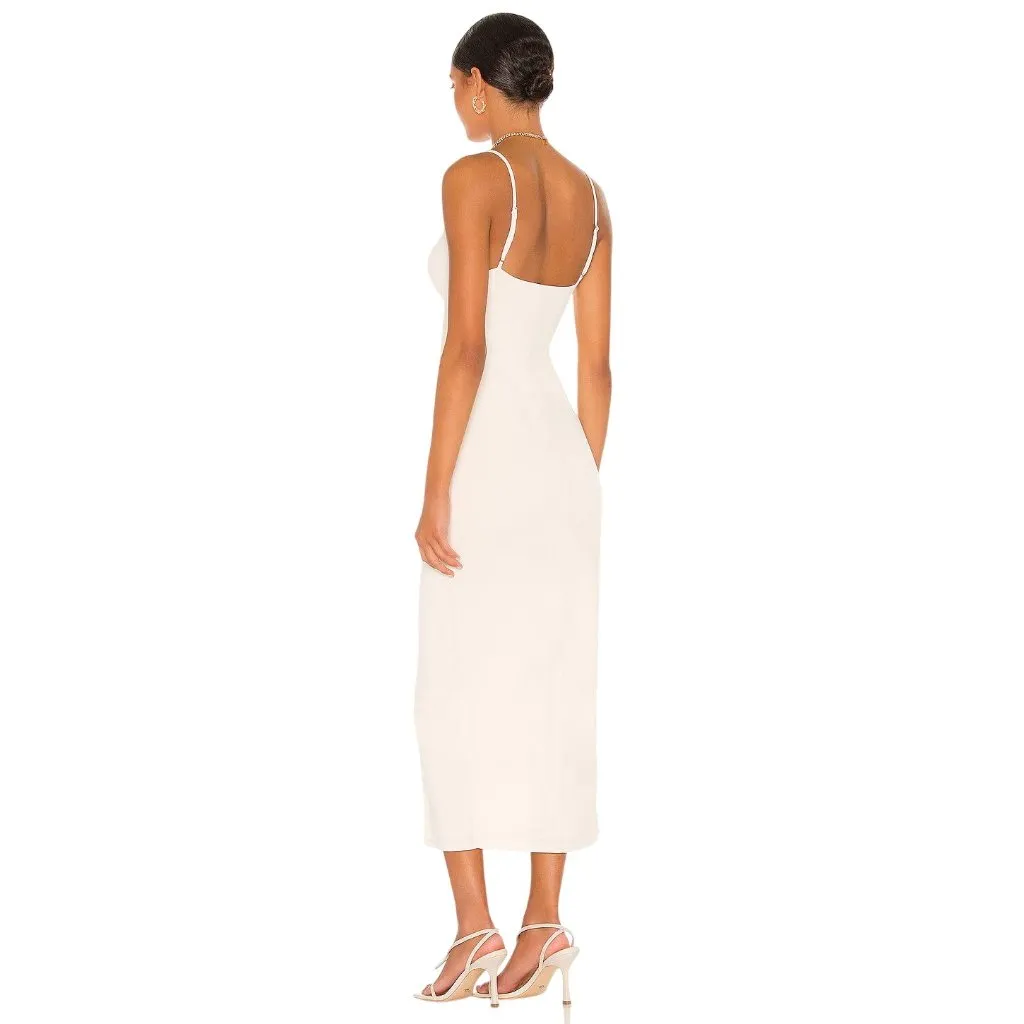 Camila Coelho Yasmeen Midi Dress in Beige XSmall New Womens Stretch Cut out - Image 2