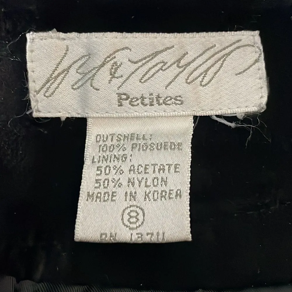 Lord & Taylor Leather Suede Pencil Skirt Black Vintage With Box Size 8P Black - Image 4