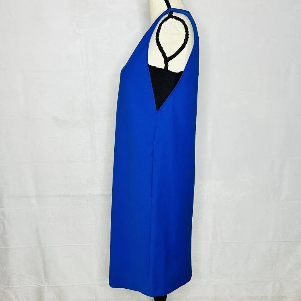 Armani Collezioni Blue Sleeveless Black Accent Back-Zip Shift Dress Size 4 - Image 2