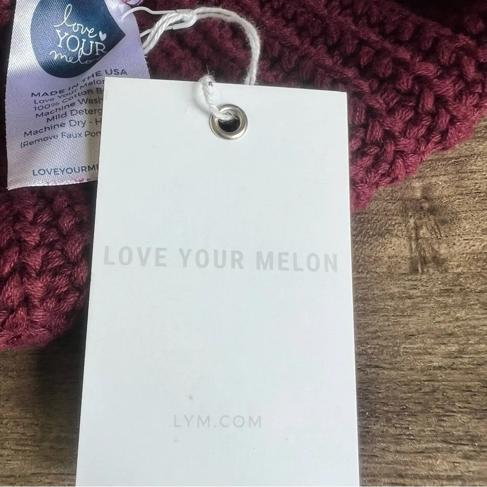 Love Your Melon Burgundy Cable Knit Cuffed Beanie - Image 4