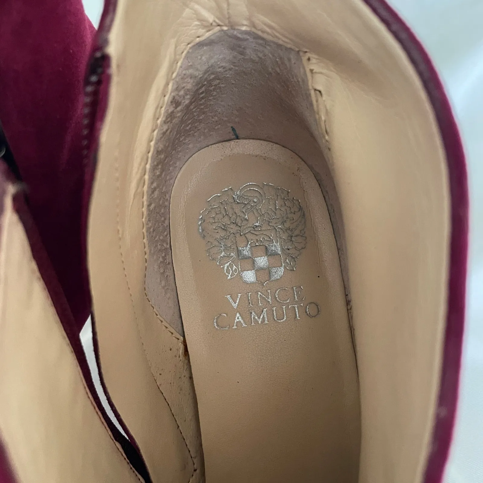 Vince Camuto Suede Pointed Toe Ankle Booties Side Zip Raspberry Women's Size‎ 8 - Image 12