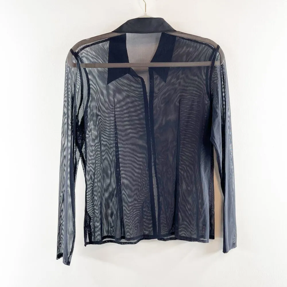 St. Michael Marks & Spencer Sheer Hook and Eye Blouse Crop Tank Black 10 - Image 8