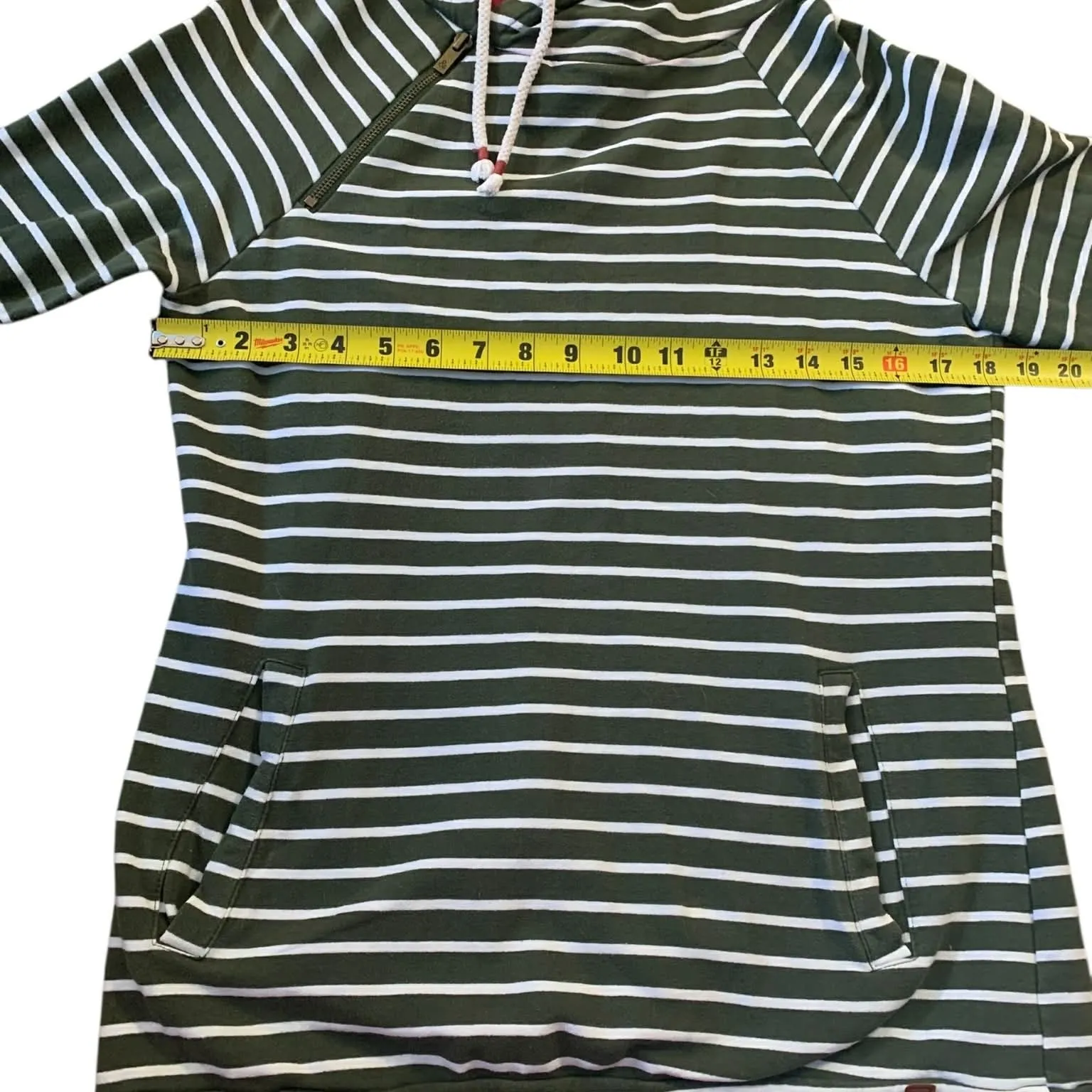 ​Ampersand Avenue DoubleHood Green Red Striped Hoodie Holidaycore Dark Academia Size M - Image 8