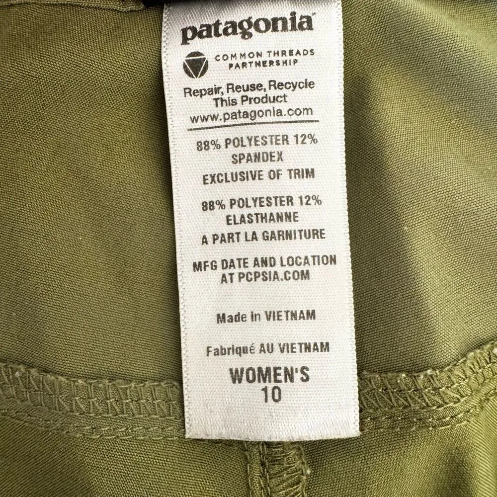 Patagonia Wide Leg Army Green Outdoor Hiking Side Pockets Capri Pants 10 #2404 - Image 7