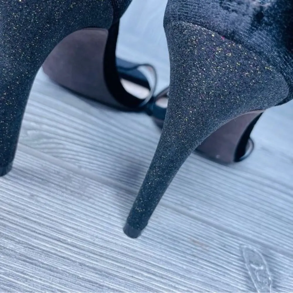 Cole Haan Black Velvet Glitter Heel Clara Grand shoes 11 glitter heels pumps for - Image 5