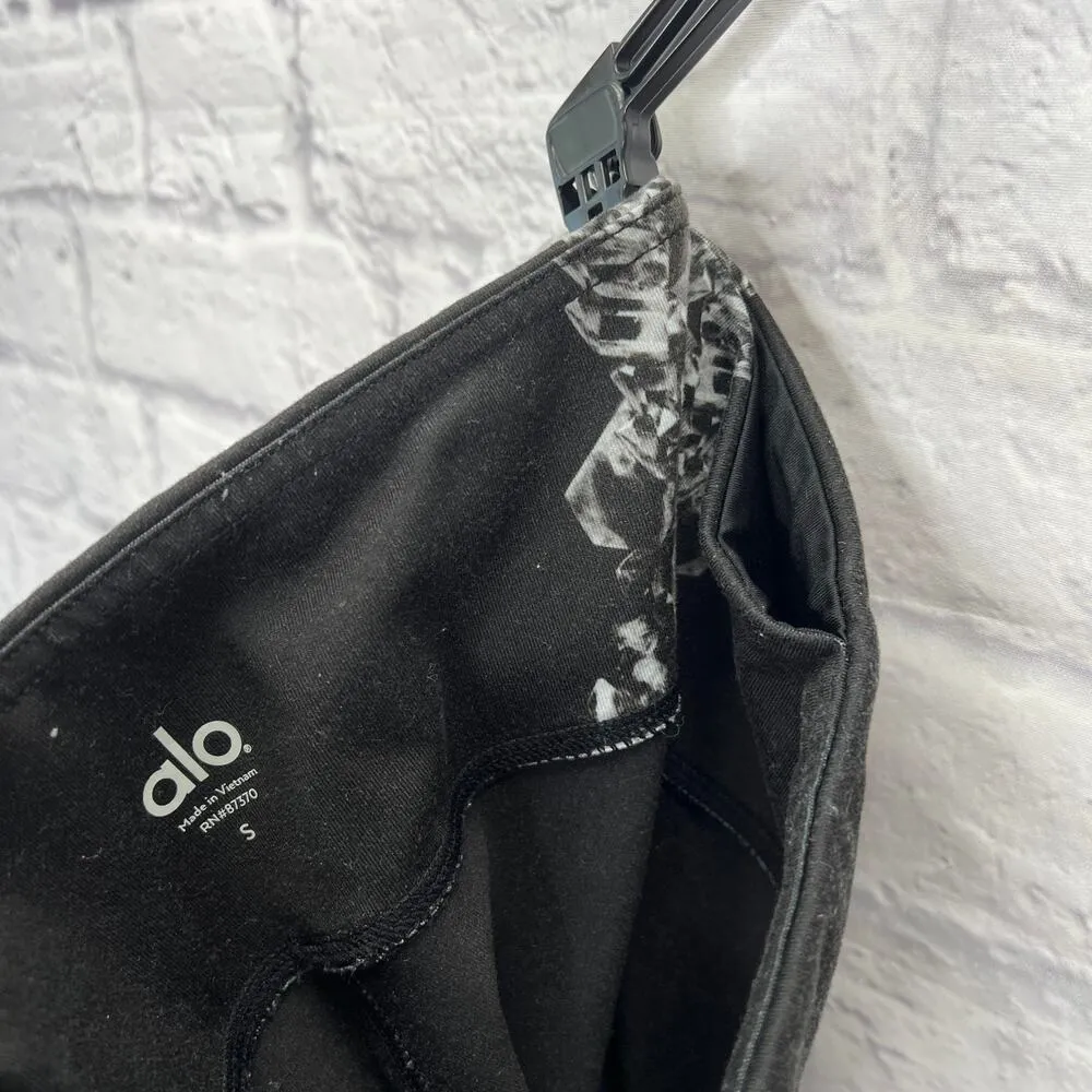 Alo Womens Full Length Leggings Black Crystal Side Print Geode Athletic Size S - Image 5