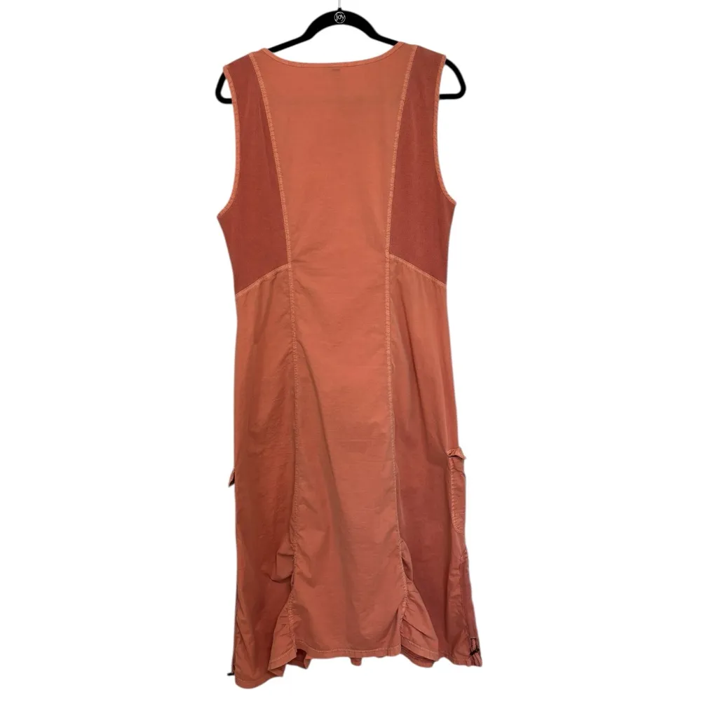 XCVI Janelle Brio Poplin Cargo Midi Dress in Afterglow Orange - Size L - Image 4