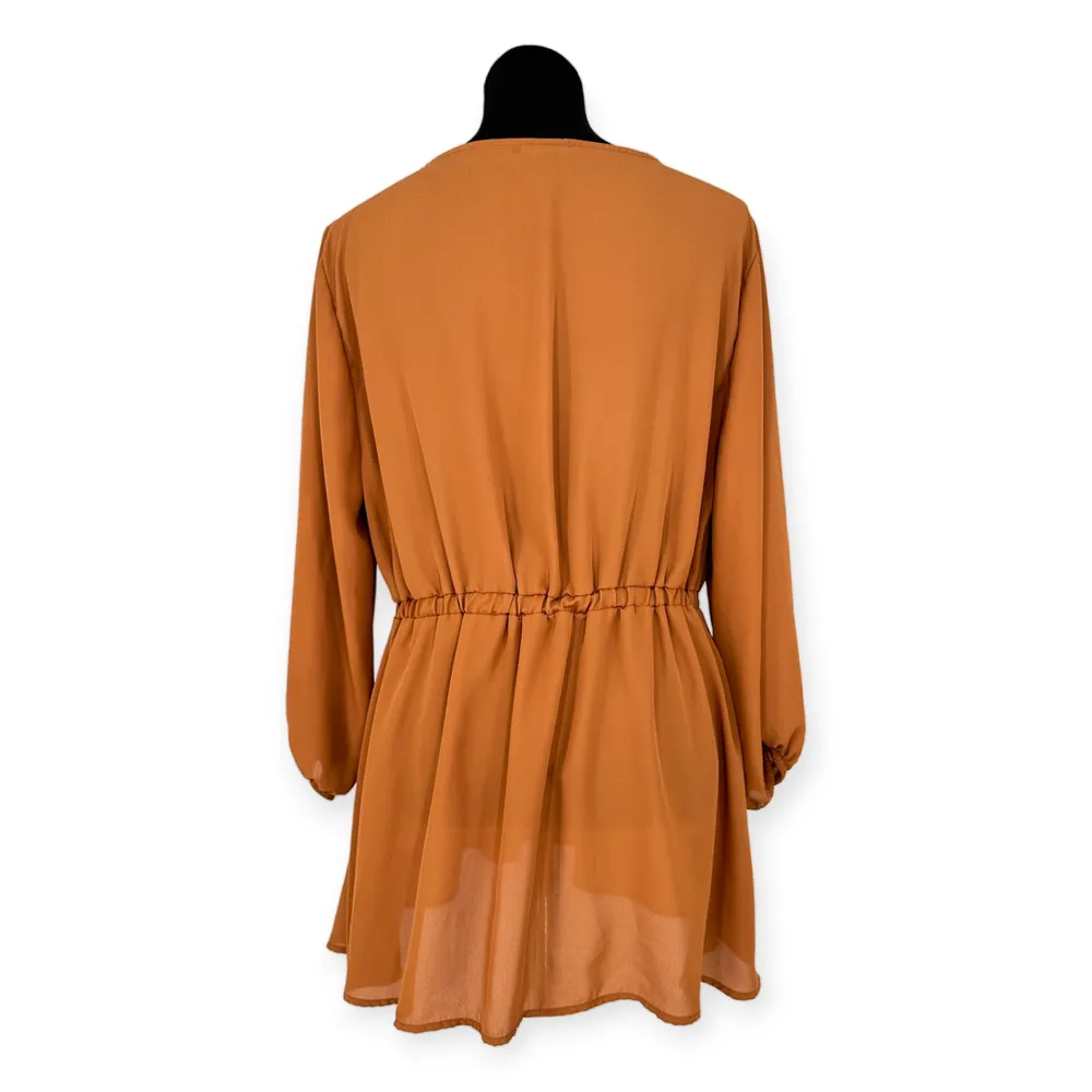 TORRID | Plus Sz 1 | Dusty Orange Surplice Neck 3/4 Sleeve Tie Waist Long Blouse - Image 8