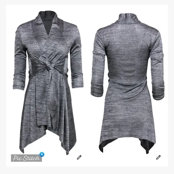 Joseph Ribkoff Heather Gray Belted Cardigan/Cover Up - Image 2