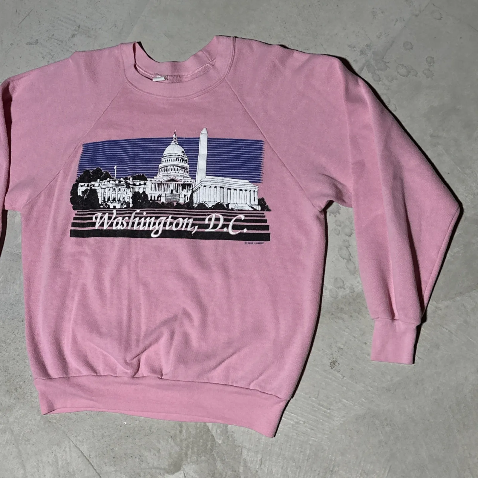 VTG 1988 Washington DC Sweatshirt Large Pink Pullover Crewneck Capitol Tourist - Image 2