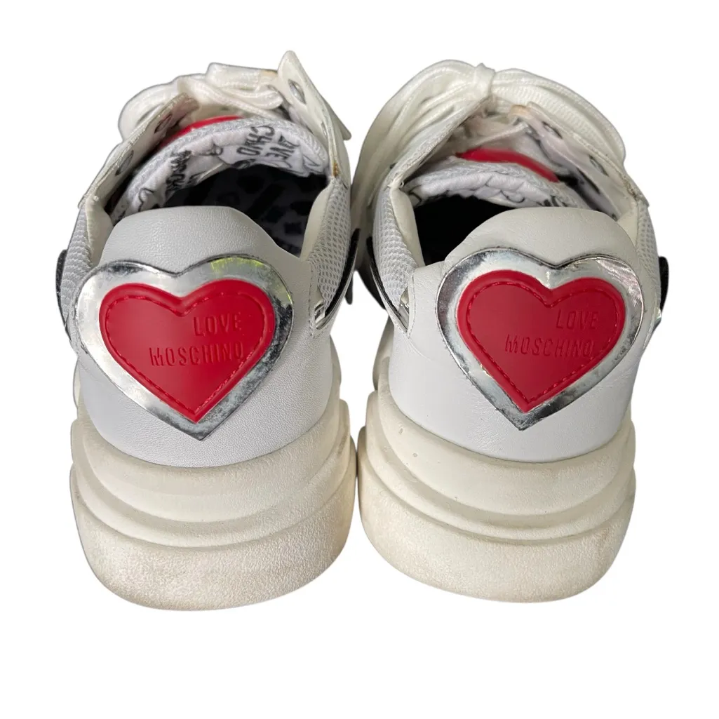 Love Moschino Heart Chunky Trainer Sneakers White Silver EU40 - Image 5