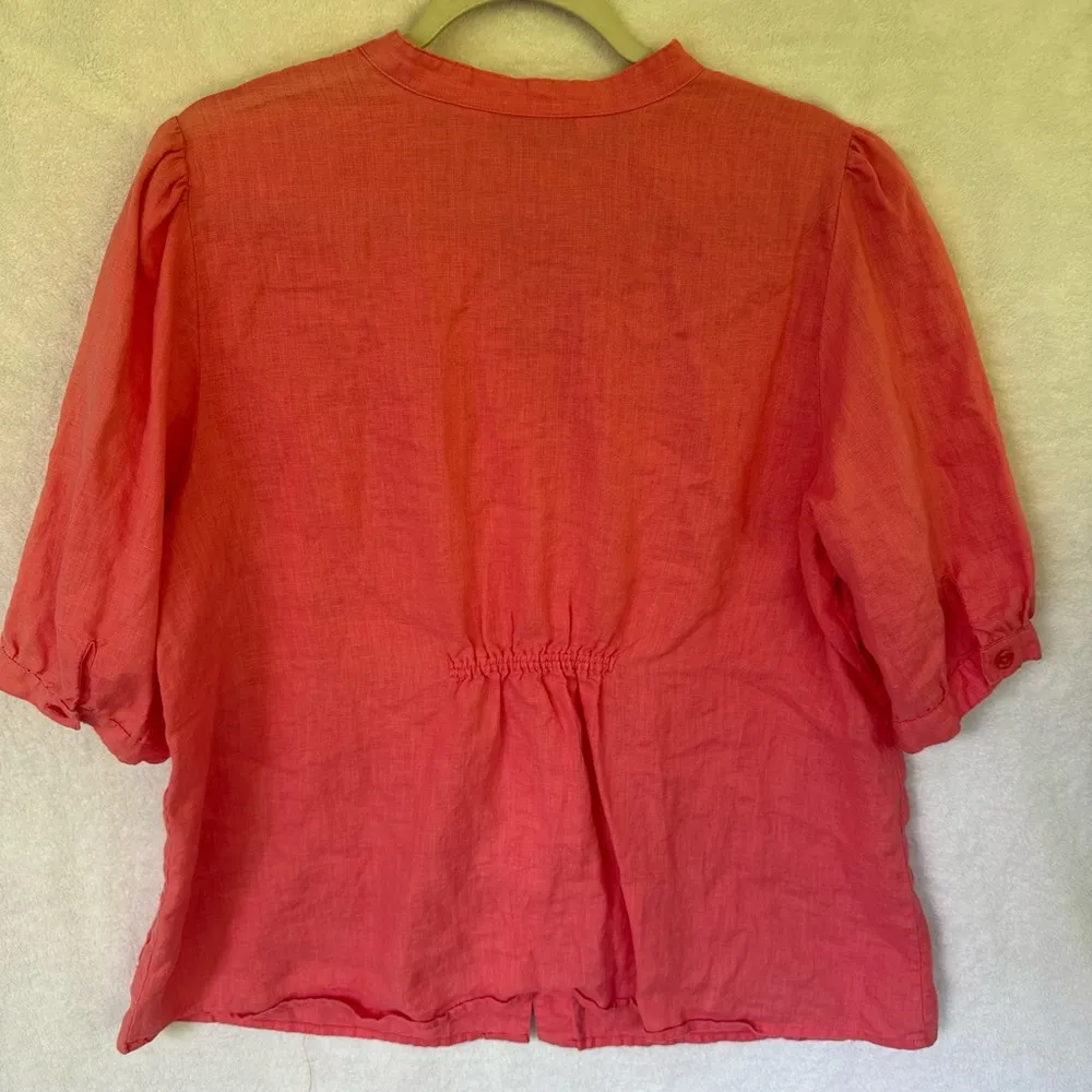 Plus size Lucy & Laurel Coral Blouse with Paisley Detail - Image 3
