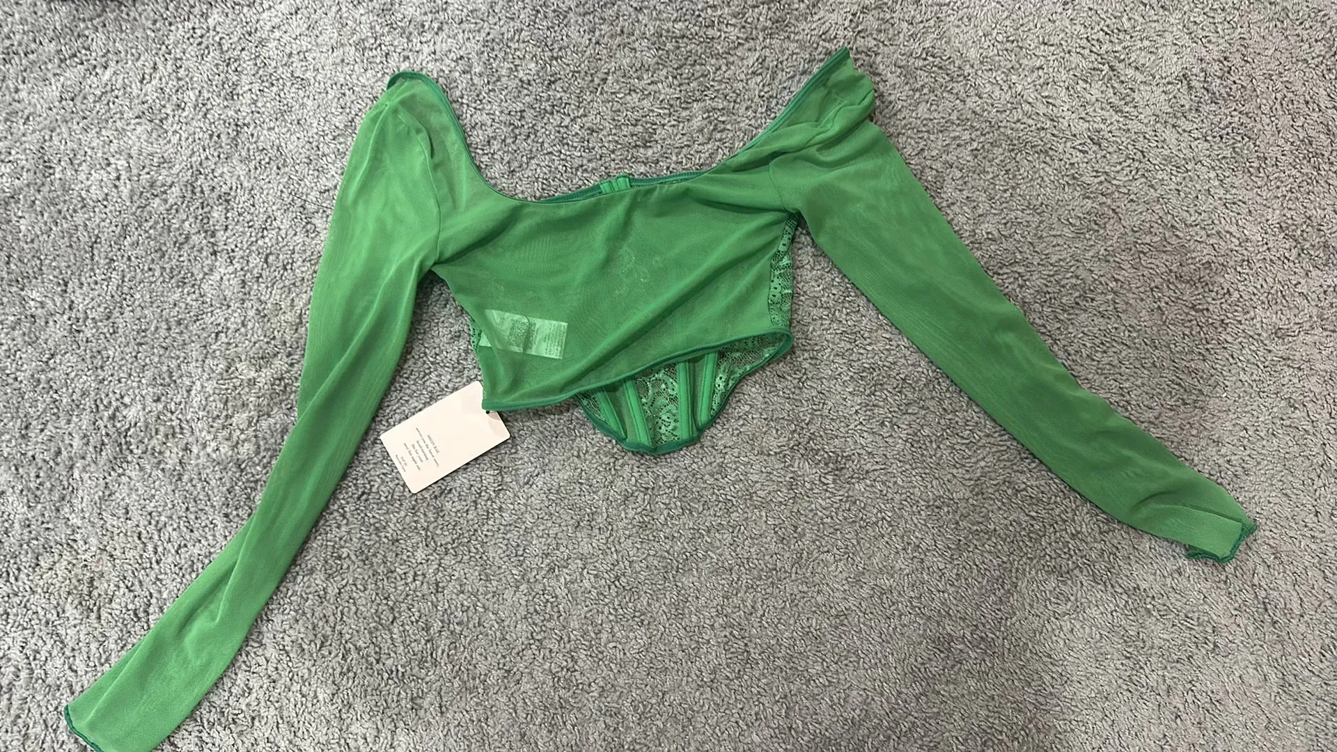 Green Long Sleeved Corset Top - Image 2