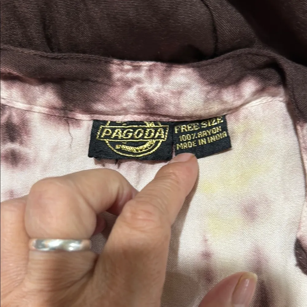 Pagoda Multicolored Short Sleeve Bohemian Tunic Brown Size free size - Image 5