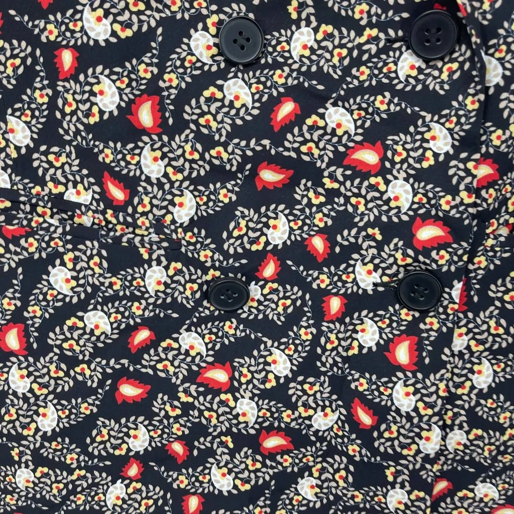 SEE U SOON PINNATE LEAF & FLORAL DESIGN BLACK, RED, WHITE, TAN BLAZER SIZE SMALL - Image 3