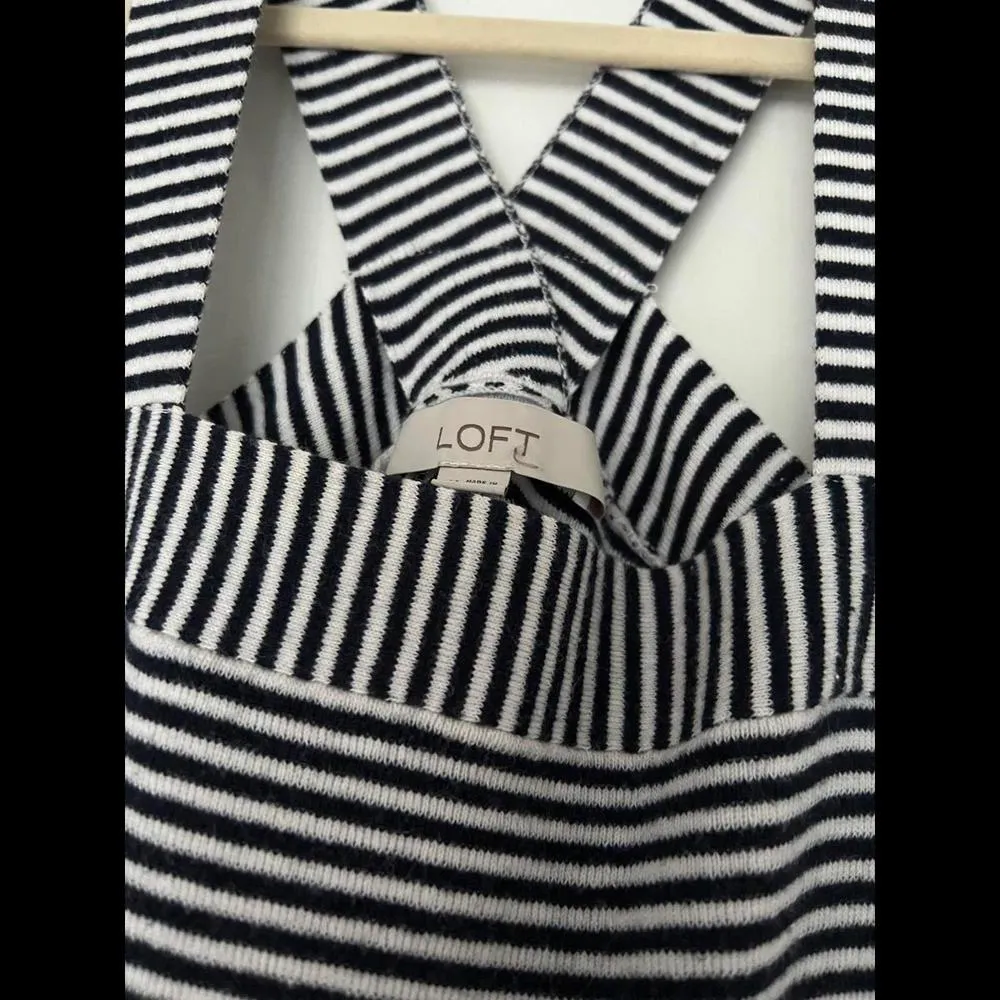 Loft Black and White Stripe Sweater Tank Medium - Image 3