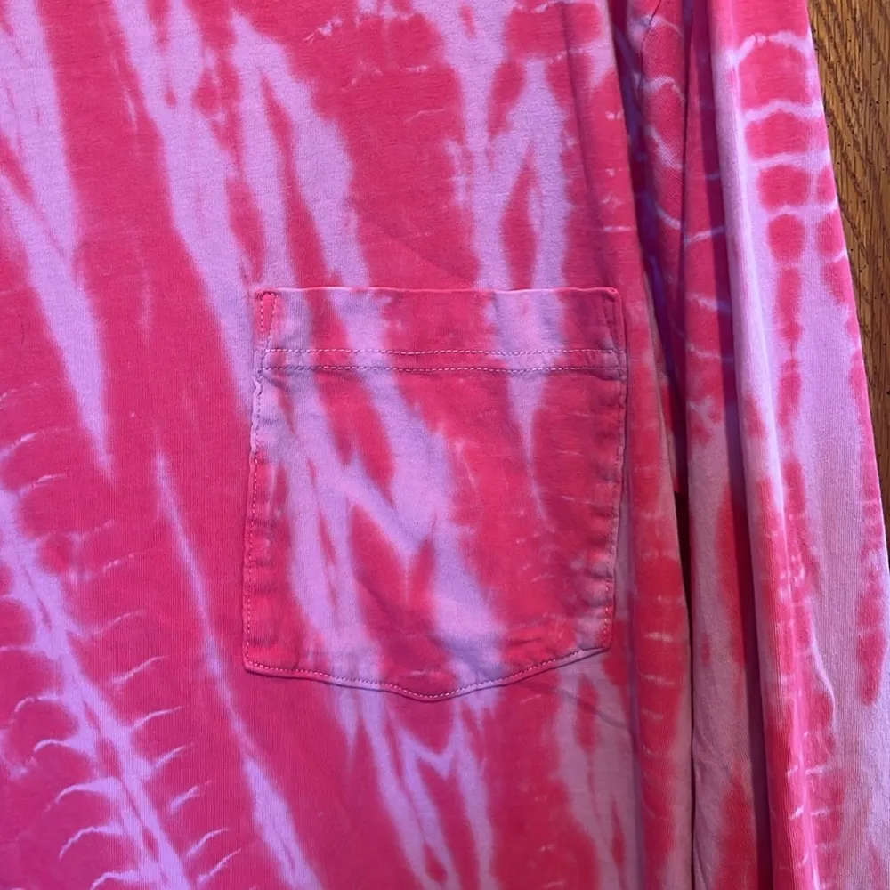 PINK VS Pink/Pink Tie-Dye Campus Long Sleeve Tee shirt front pocket size large - Image 7
