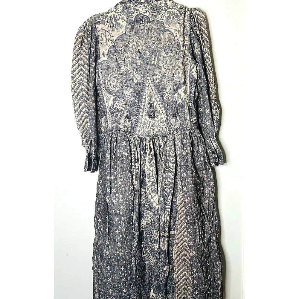 ULLA JOHNSON Lucinda Puff Sleeve Corduroy Button Collared Midi Dress Size 10 - Image 4