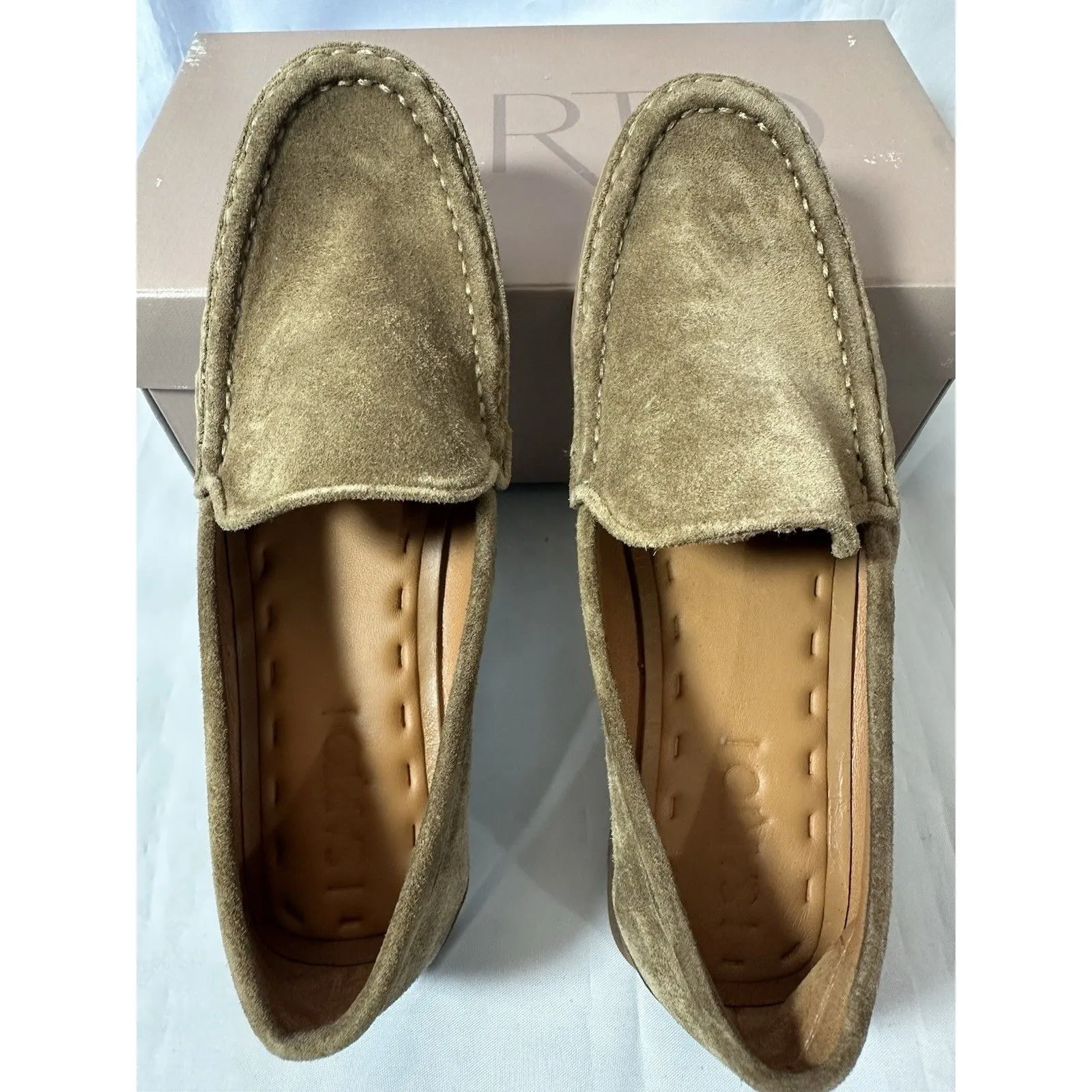 SARTO Franco Sarto Women's A. Gina Moc Toe Classic Loafer Tan Suede Sz 6M - Image 4