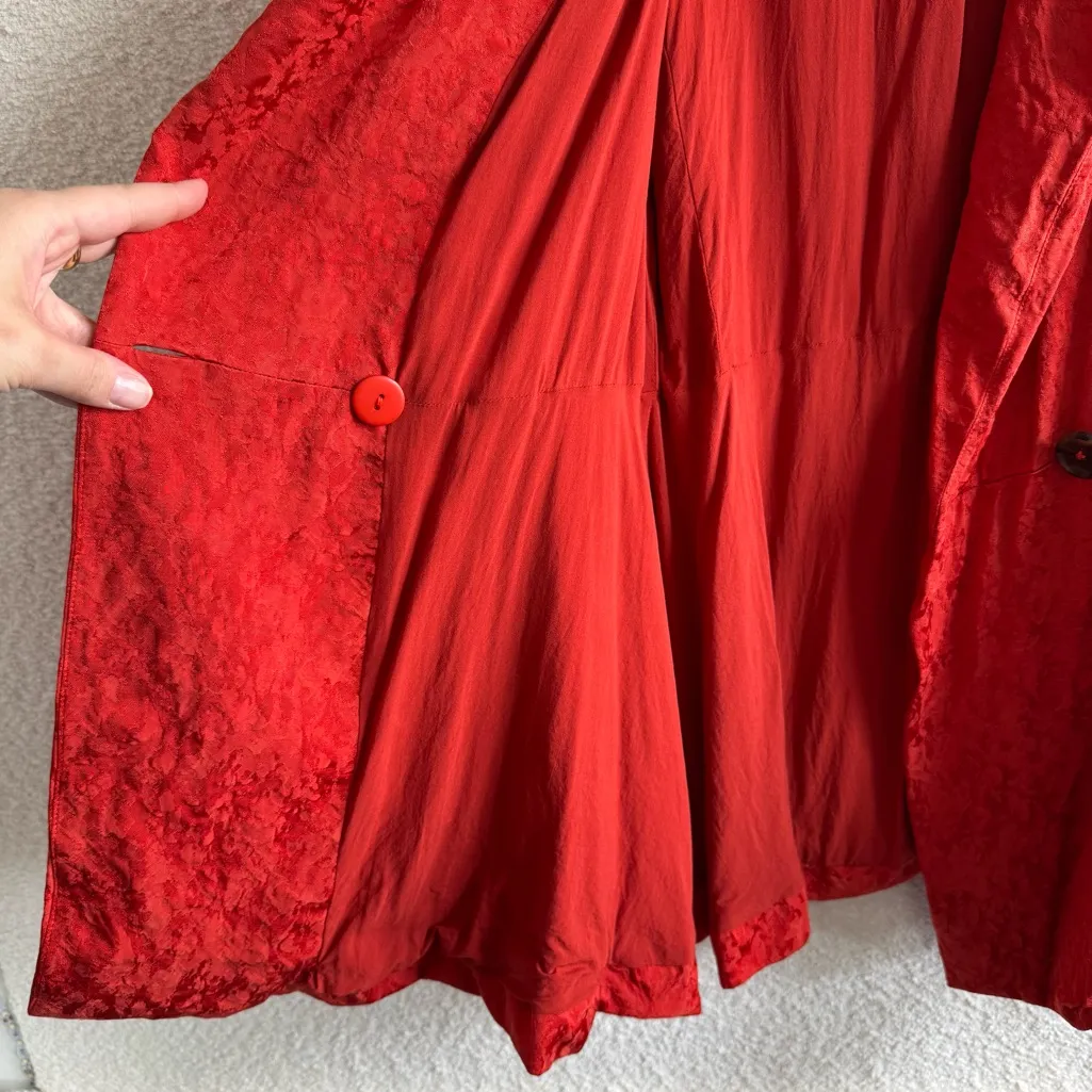 Free People Vintage Women’s Red Stella Jacquard Blazer‎ Size Small - Image 8