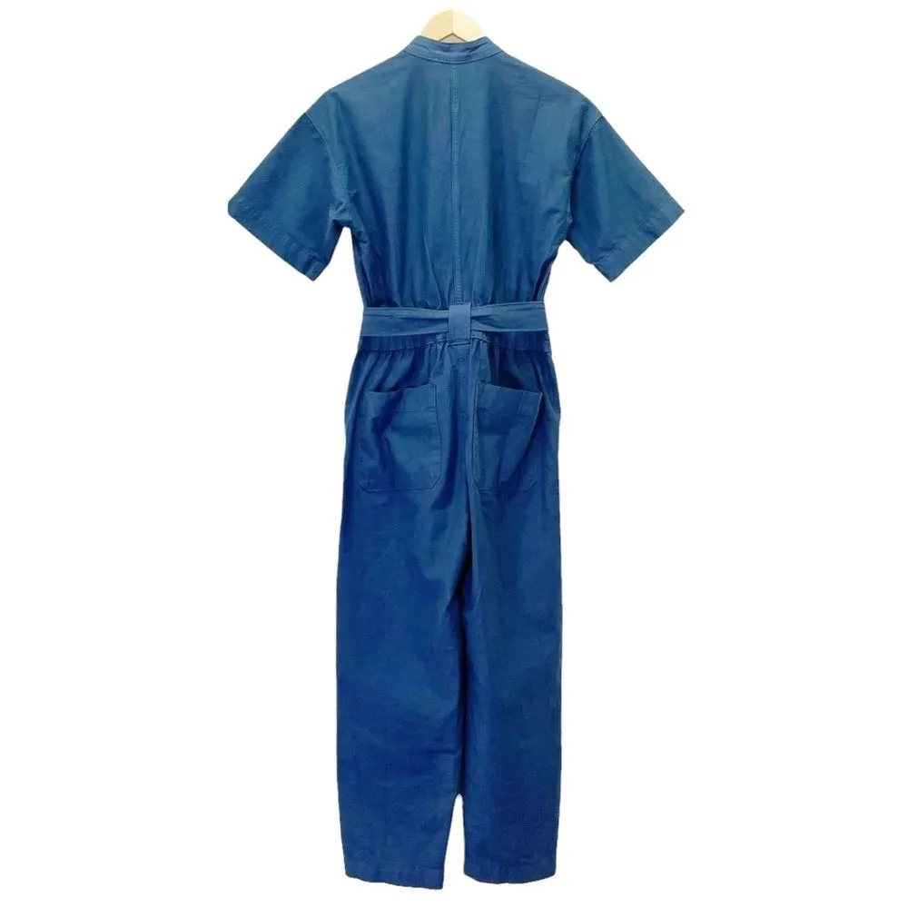 Everlane The Fatigue Short-Sleeve Jumpsuit Boiler Suit Slate Blue Size 0 | XS - Image 5