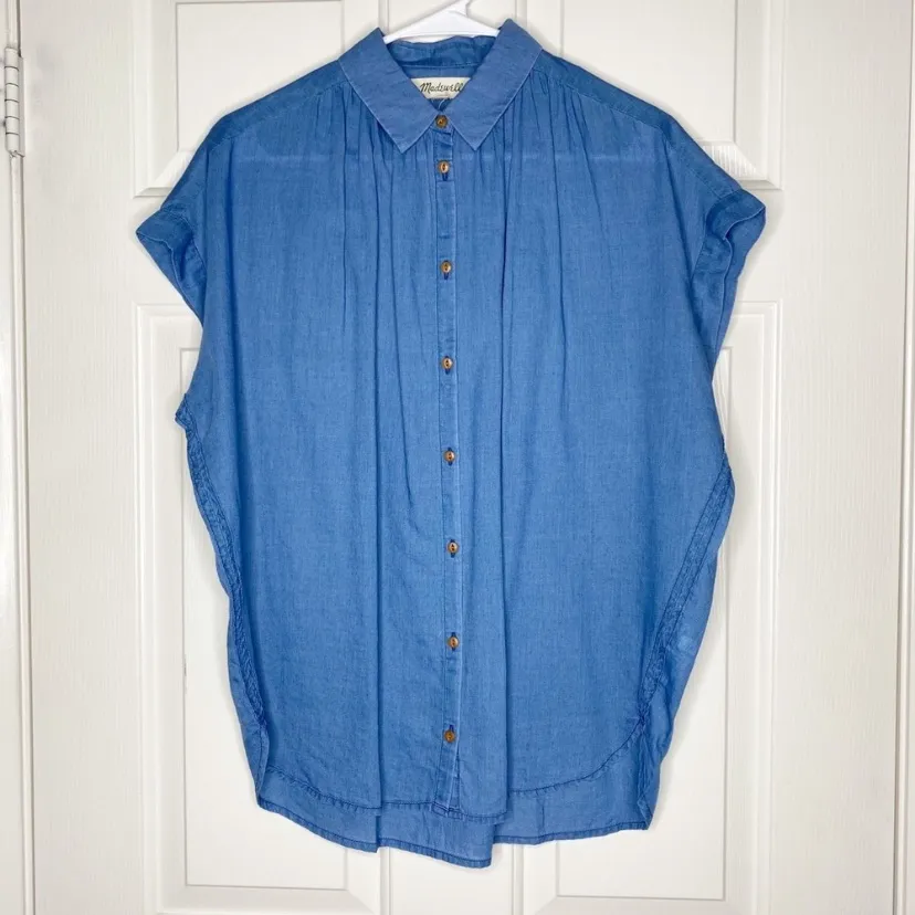 Madewell central shirt in bright indigo XS chambray denim western rodeo - Image 10