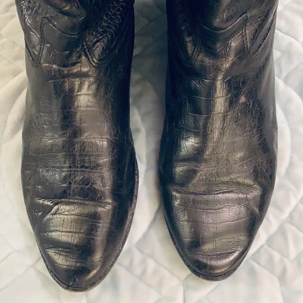 Black and brown crocodile print leather riding boots. VGUC Size 7 - Image 6