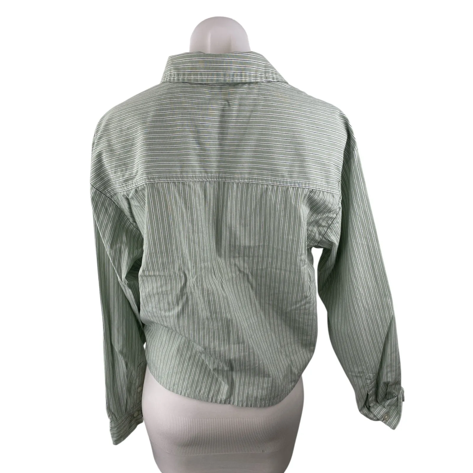 Abercrombie & Fitch Womens Green Striped Long Sleeve Button Down Shirt Top Sz S - Image 2