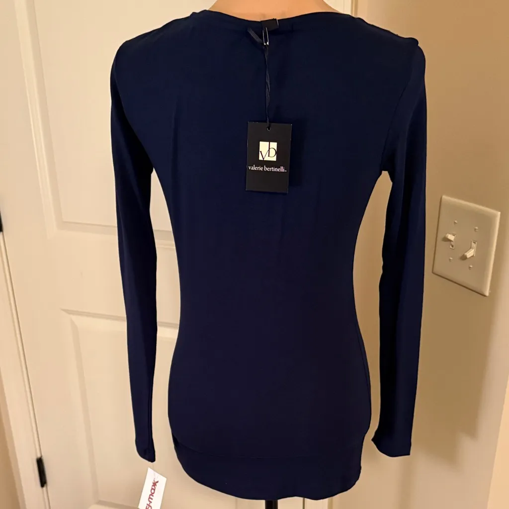 Valerie Bertinelli Navy Long Sleeve Top with Rhinestone Detailing size small - Image 3