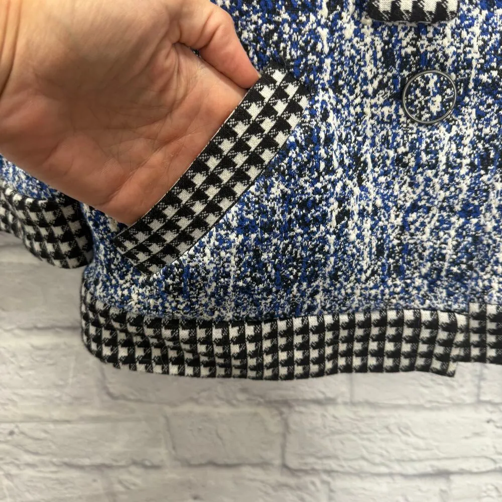 CAbi Womens Reina 21 Club Jacket Blazer Size M Blue Black Bow Buttons 5294 - Image 5