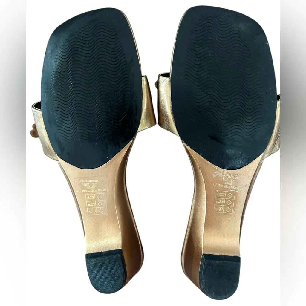 Y2K Pierre‎ Dumas Women’s Bonny Sandals Bronze Beaded Butterfly Slide Heels 8.5 - Image 4